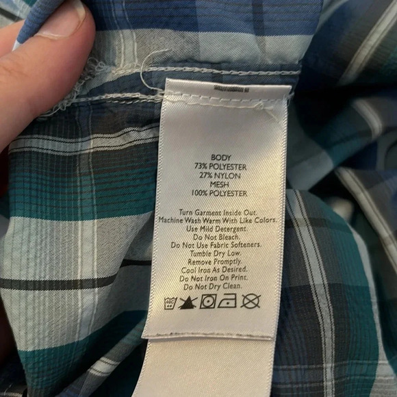 Eddie Bauer men’s blue plaid long sleeve button down shirt size XL - Picture 9 of 9